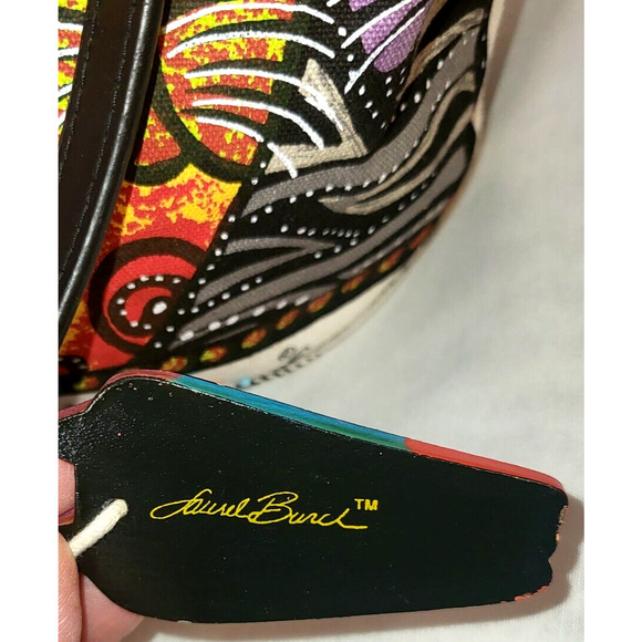 LAUREL BURCH Colorful Cat Print Canvas Shoulder Bag NWT Beaded Crazy Cat Lady - Picture 9 of 12